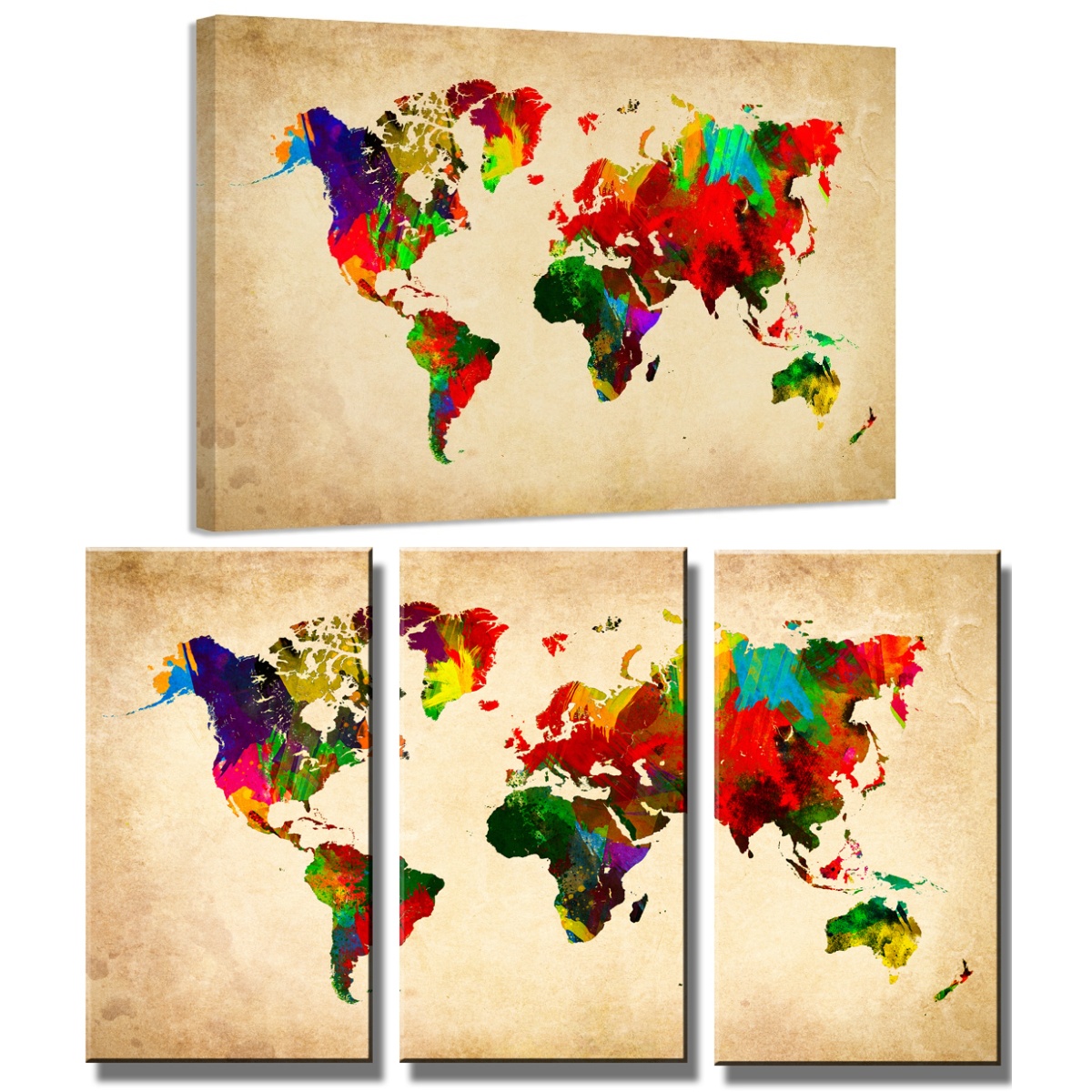 framed wall picture on canvas world map ready to hang US Brand 1518 US1
