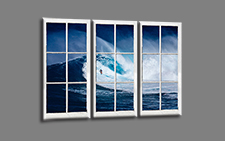 Leinwand Bild fert gerahmt Fenster Surfer Welle Wave 120 x 80 cm 4405