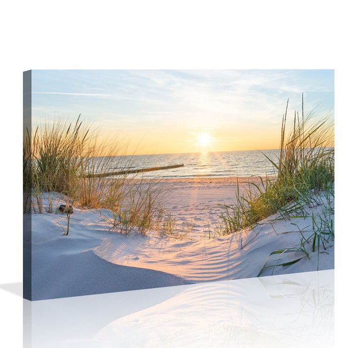 Leinwandbild 120x80cm auf Keilrahmen Meer,Sand,Strand,Boot,Küste,Wasser 