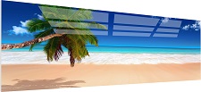 Glasbild auf Acrylglas Strand mit Palme Bild 90 x 30cm 5801