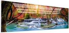 Glasbild auf Acrylglas Wasserfall Bild 90 x 30cm 5802